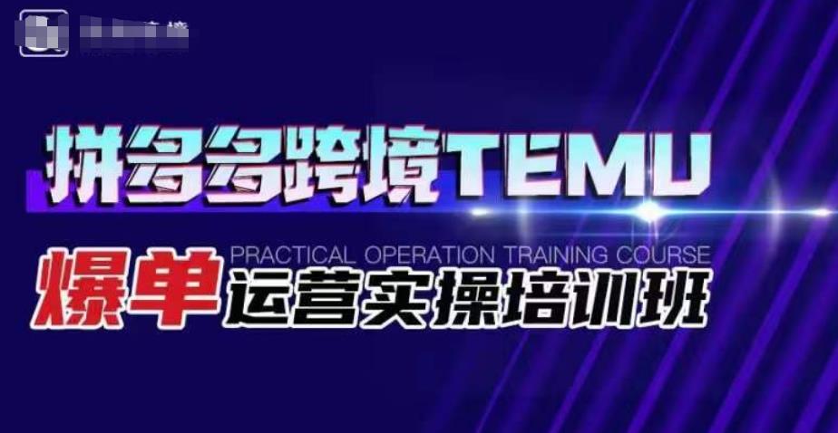 拼多多跨境TEMU爆单运营实操培训班，海外拼多多的选品、运营、爆单-创业资源库