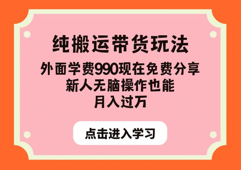 纯搬运带货玩法，外面学费990现在免费分享，新人无脑操作也能月入过万【揭秘】-创业资源库