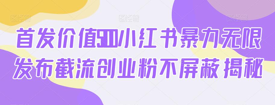 首发价值5100小红书暴力无限发布截流创业粉不屏蔽揭秘-创业资源库