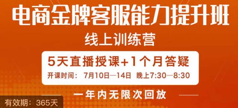 电商金牌客服能力提升班，提升客服能力是你店铺业绩的关键要素-创业资源库