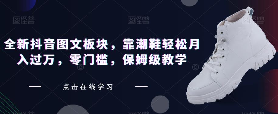 全新抖音图文板块，靠潮鞋轻松月入过万，零门槛，保姆级教学【揭秘】-创业资源库