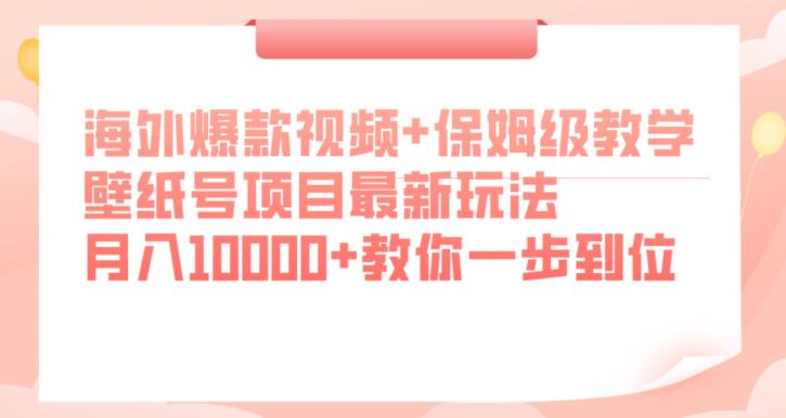 海外爆款视频+保姆级教学，壁纸号项目最新玩法，月入10000+教你一步到位【揭秘】-创业资源库