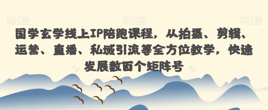 国学玄学线上IP陪跑课程，从拍摄、剪辑、运营、直播、私域引流等全方位教学，快速发展数百个矩阵号-创业资源库