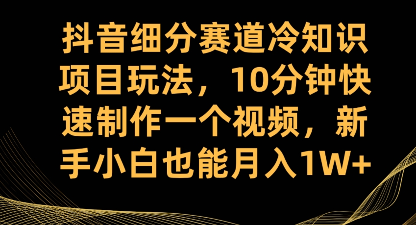 抖音细分赛道冷知识项目玩法，10分钟快速制作一个视频，新手小白也能月入1W+【揭秘】-创业资源库