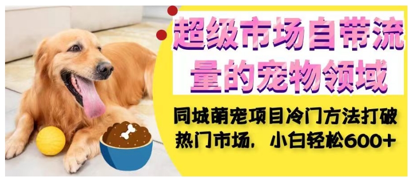 超级市场自带流量的宠物领域，同城萌宠项目冷门方法打破热门市场，小白轻松600+-创业资源库