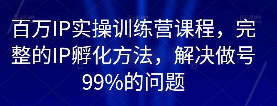 百万IP实操训练营课程，完整的IP孵化方法，解决做号99%的问题-创业资源库