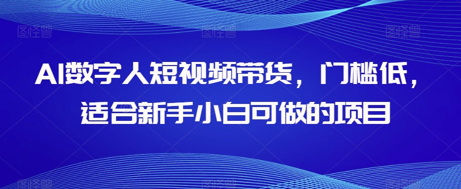 AI数字人短视频带货，门槛低，适合新手小白可做的项目-创业资源库