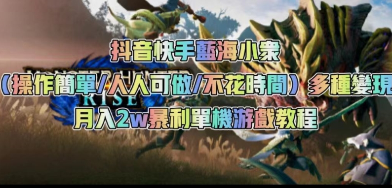 抖音快手蓝海小众（操作简单人人可做不花时间）多种变现月入2w＋暴利单机游戏教程-创业资源库