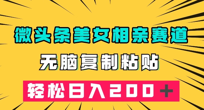 微头条冷门美女相亲赛道，无脑复制粘贴，轻松日入200＋【揭秘】-创业资源库