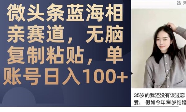 微头条蓝海相亲赛道，无脑复制粘贴，单账号日入100+-创业资源库