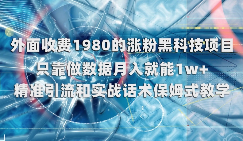 外面收费1980的涨粉黑科技项目，只靠做数据月入就能1w+【揭秘】-创业资源库