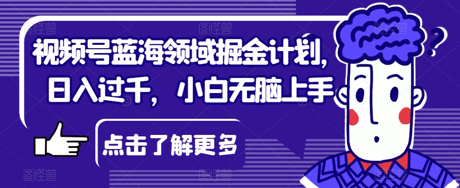 视频号蓝海领域掘金计划，日入过千，小白无脑上手【揭秘】-创业资源库