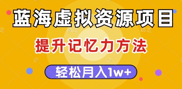 蓝海虚拟资源项目，提升记忆力方法，多种变现方式，轻松月入1w+【揭秘】-创业资源库