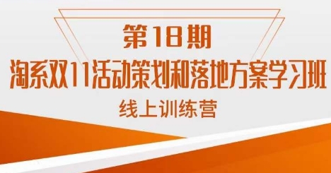 南掌柜·淘系双11活动策划和落地方案线上课18期-创业资源库
