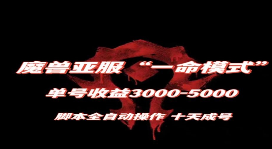 魔兽亚服一命模式，10天成号-单号3千-5千，脚本全自动操作，保姆级教学【揭秘】-创业资源库