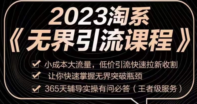 2023淘系无界引流实操课程，​小成本大流量，低价引流快速拉新收割，让你快速掌握无界突破瓶颈-创业资源库
