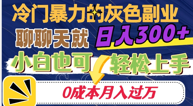 冷门暴利的副业项目，聊聊天就能日入300+，0成本月入过万【揭秘】-创业资源库
