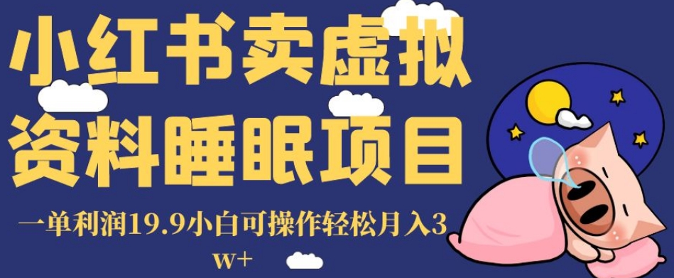 小红书卖虚拟资料睡眠项目，一单利润19.9小白可操作轻松月入3w+【揭秘】-创业资源库