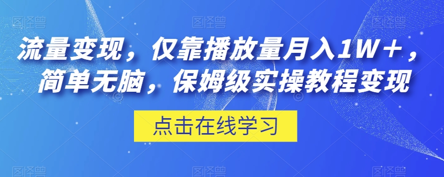 流量变现，仅靠播放量月入1W＋，简单无脑，保姆级实操教程【揭秘】-创业资源库