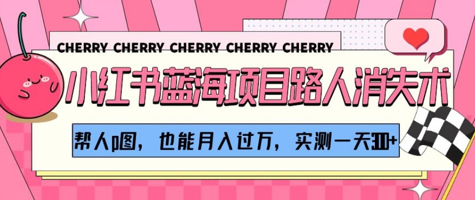 小红书蓝海项目路人消失术，帮人p图，也能月入过万，实测一天300+【揭秘】-创业资源库