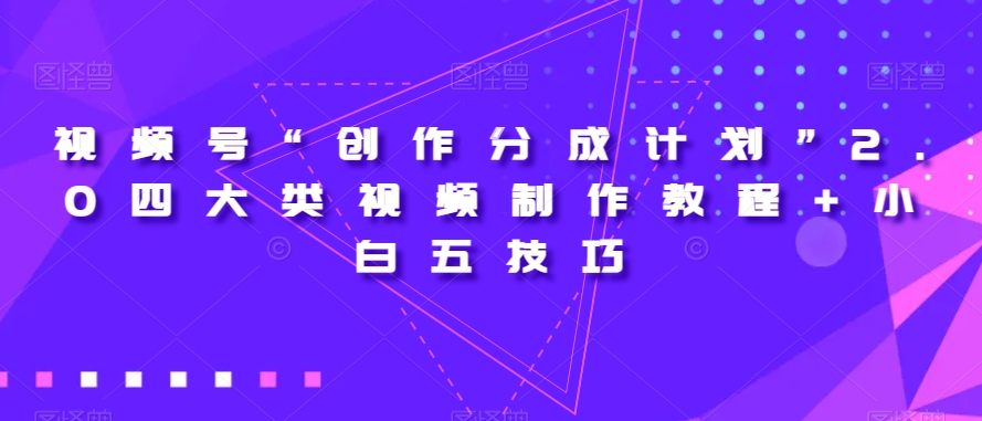 视频号“创作分成计划”2.0四大类视频制作教程+小白五技巧【揭秘】-创业资源库