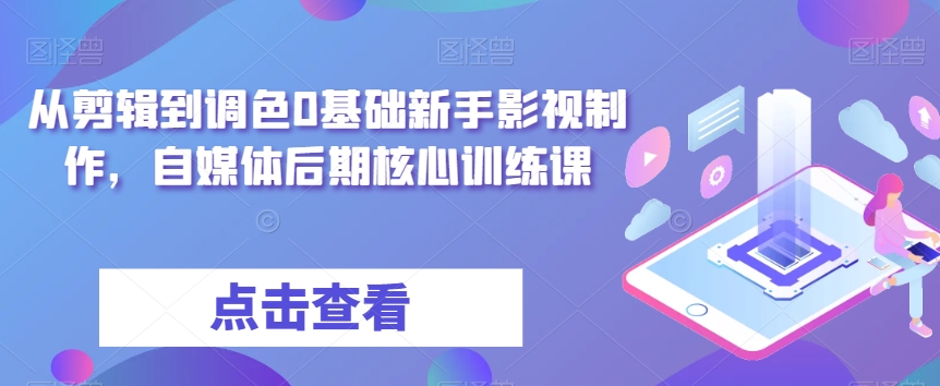 从剪辑到调色0基础新手影视制作，自媒体后期核心训练课-创业资源库