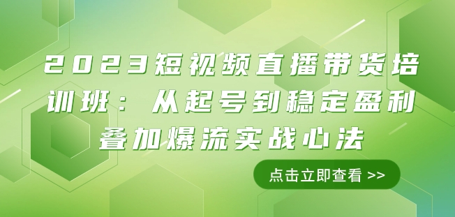 2023短视频直播带货培训班：从起号到稳定盈利叠加爆流实战心法（11节课）-创业资源库