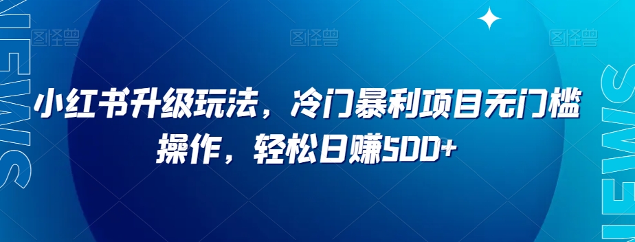 小红书升级玩法，冷门暴利项目无门槛操作，轻松日赚500+【揭秘】-创业资源库