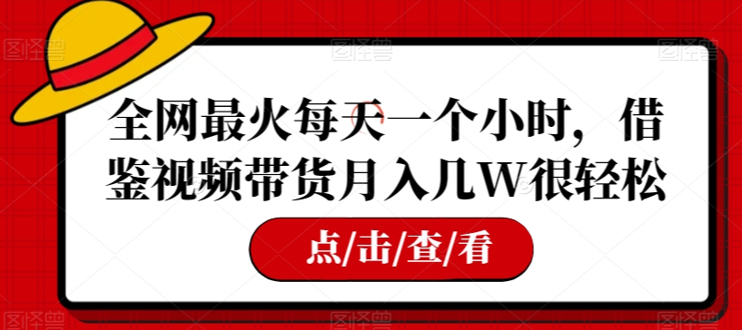 全网最火每天一个小时，借鉴视频带货月入几W很轻松【揭秘】-创业资源库