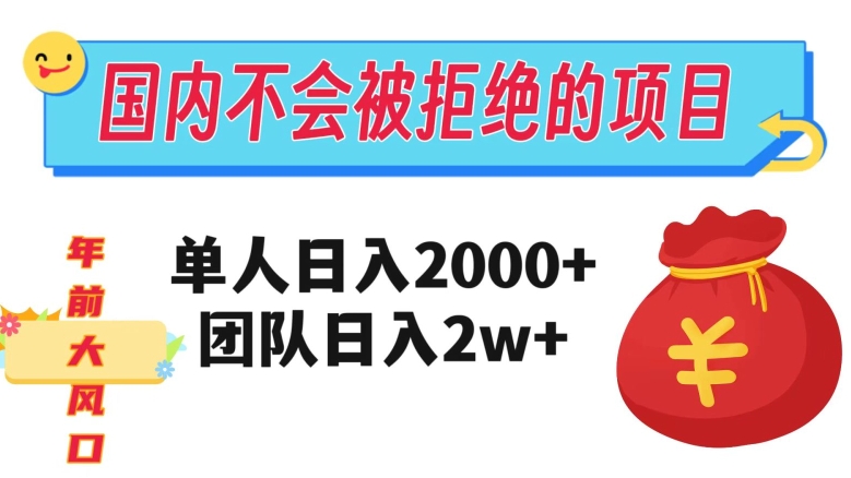 在国内不怕被拒绝的项目，单人日入2000，团队日入20000+【揭秘】-创业资源库