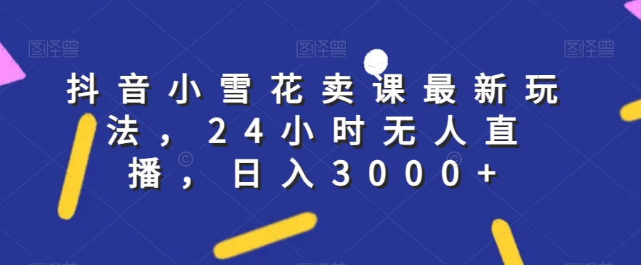 抖音小雪花卖课最新玩法，24小时无人直播，日入3000+【揭秘】-创业资源库