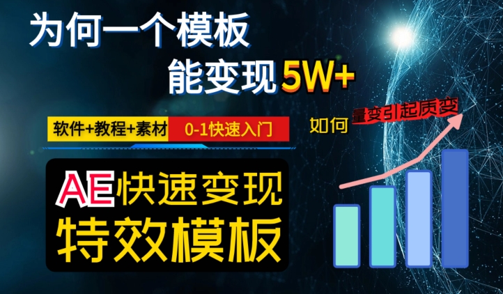 AE视频特效模板变现月入3-5W，0-1快速入门，软件+教程+素材-创业资源库