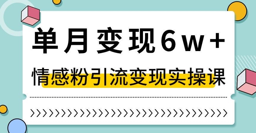 单月变现6W+，抖音情感粉引流变现实操课，小白可做，轻松上手，独家赛道【揭秘】-创业资源库