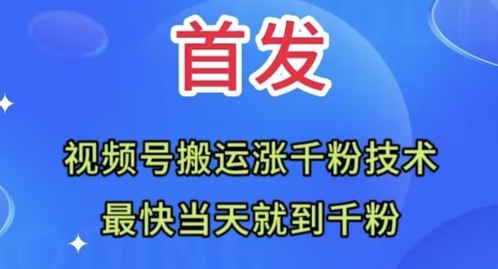 全网首发：视频号无脑搬运涨千粉技术，最快当天到千粉【揭秘】-创业资源库