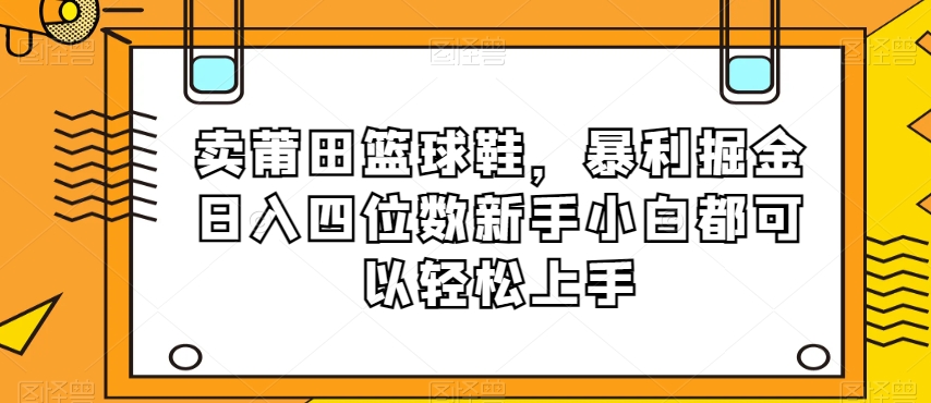 卖莆田篮球鞋，暴利掘金日入四位数新手小白都可以轻松上手【揭秘】-创业资源库