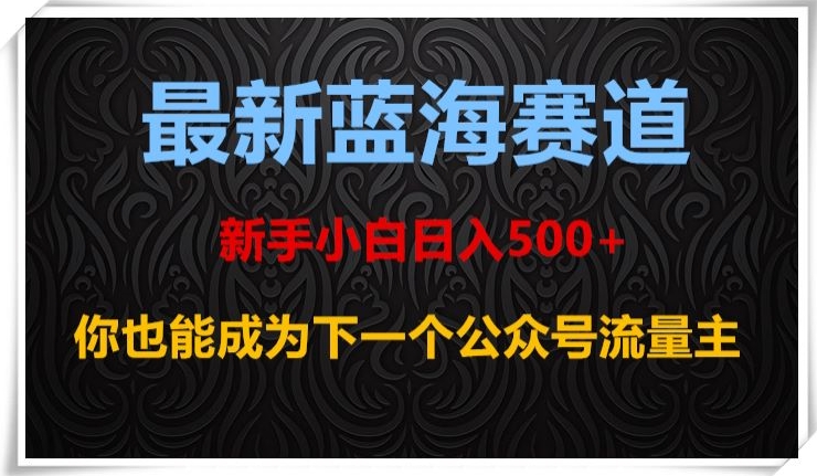 最新蓝海赛道，新手小白日入500+，你也能成为下一个公众号流量主【揭秘】-创业资源库