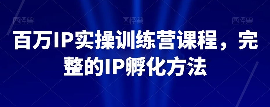 百万IP实操训练营课程，完整的IP孵化方法-创业资源库