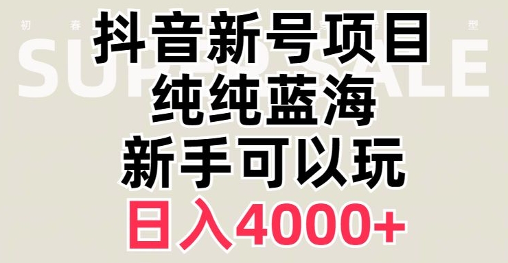 抖音蓝海赛道，必须是新账号，日入4000+【揭秘】-创业资源库