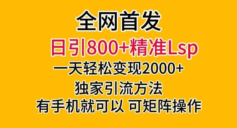 全网首发！日引800+精准老色批，一天变现2000+，独家引流方法，可矩阵操作【揭秘】-创业资源库
