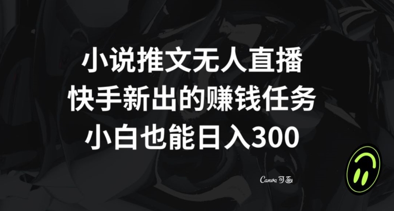 小说推文无人直播，快手新出的赚钱任务，小白也能日入300+【揭秘】-创业资源库