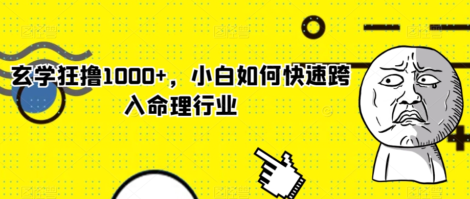 玄学狂撸1000+，小白如何快速跨入命理行业【揭秘】-创业资源库