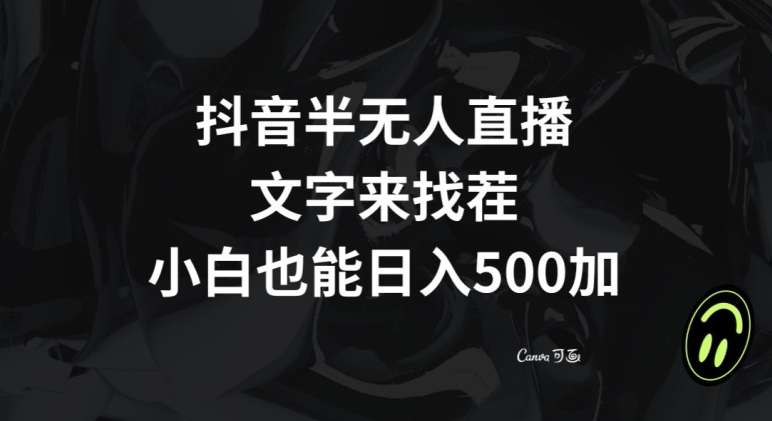 抖音半无人直播，文字来找茬小游戏，每天收益500+【揭秘】-创业资源库