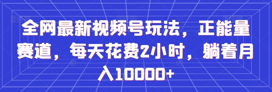 全网最新视频号玩法，正能量赛道，每天花费2小时，躺着月入10000+【揭秘】-创业资源库