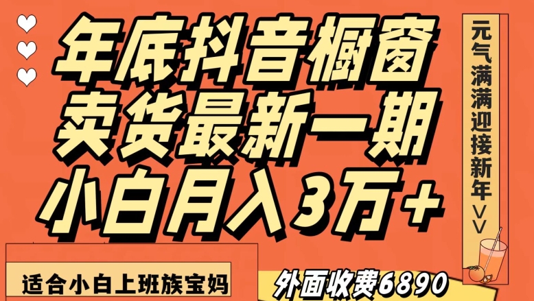 外面收费6890元年底抖音橱窗卖货最新一期，小白月入3万，适合小白上班族宝妈【揭秘】-创业资源库