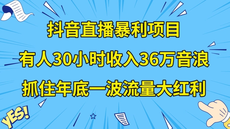 抖音直播暴利项目，有人30小时收入36万音浪，公司宣传片年会视频制作，抓住年底一波流量大红利【揭秘】-创业资源库