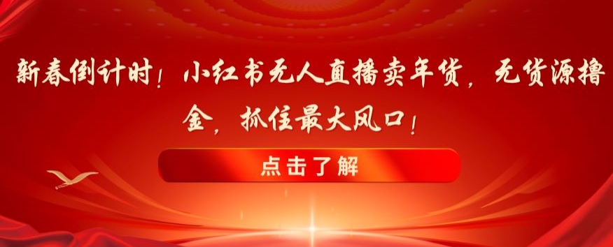 新春倒计时！小红书无人直播卖年货，无货源撸金，抓住最大风口【揭秘】-创业资源库