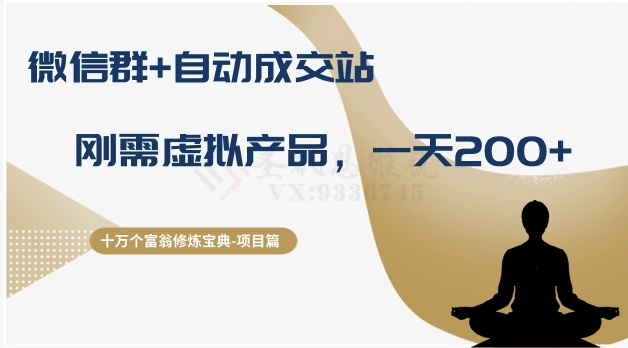 十万个富翁修炼宝典之8.微信群+自动成交站，刚需虚拟产品，一天200+-创业资源库