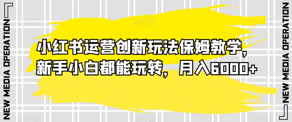 小红书运营创新玩法保姆教学，新手小白都能玩转，月入6000+【揭秘】-创业资源库