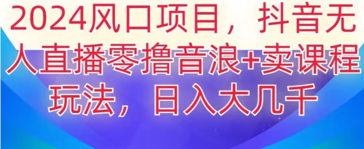 2024风口项目，抖音无人主播撸音浪+卖课程玩法，日入大几千【揭秘】-创业资源库