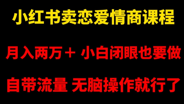 小红书卖恋爱情商课程，月入两万＋，小白闭眼也要做，自带流量，无脑操作就行了【揭秘】-创业资源库